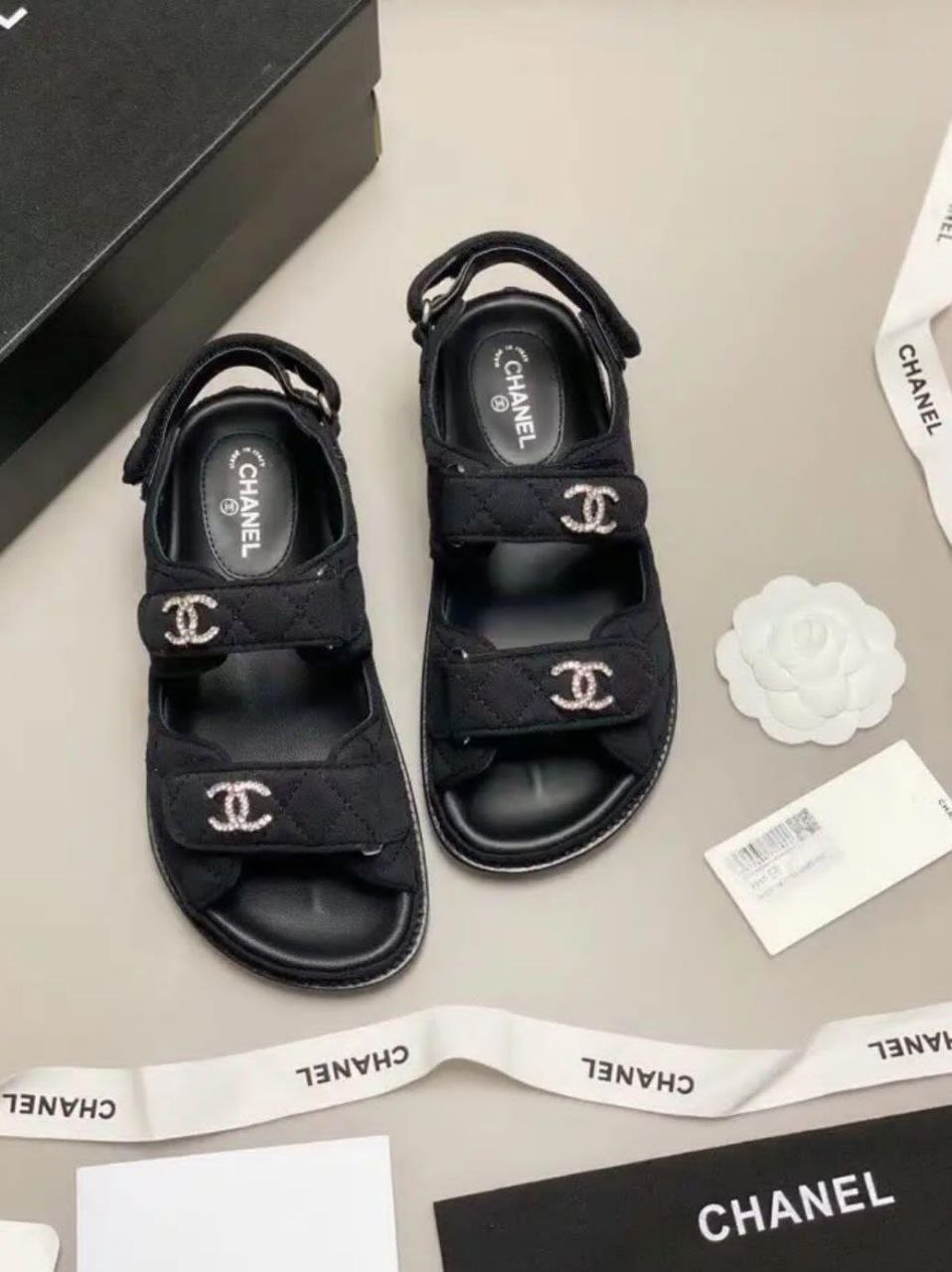 velcro quilted sandals